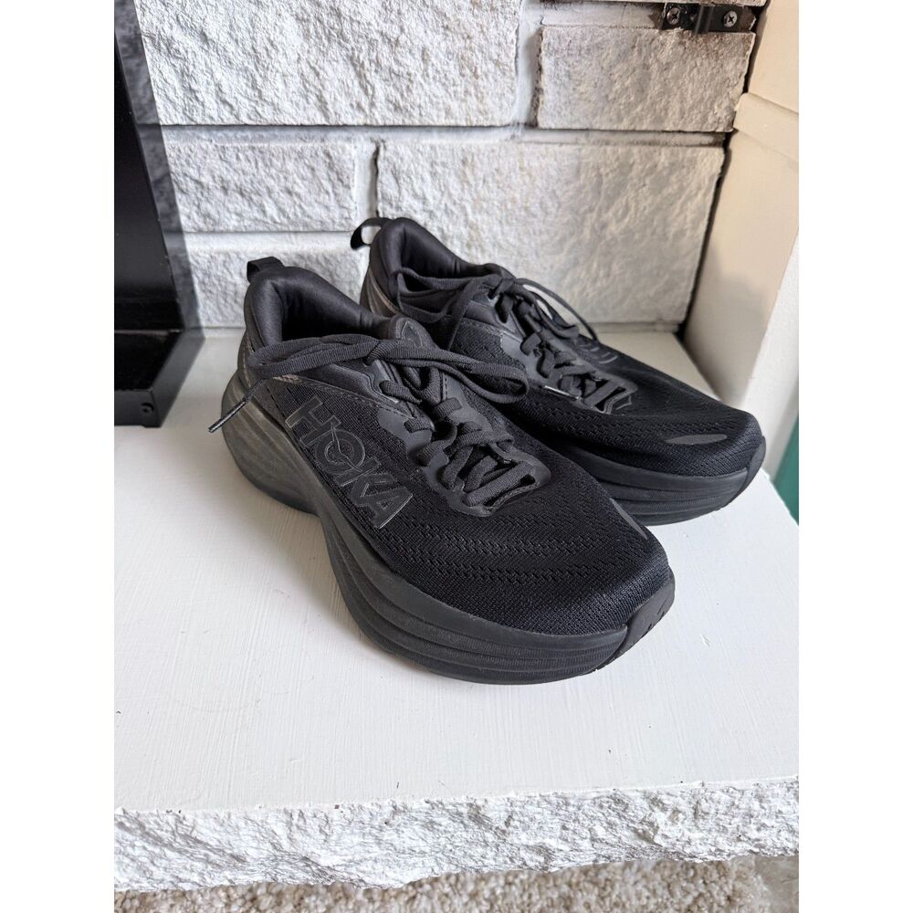 Hoka Bondi 8 Triple Black Women's Running Athletic Sneakers Shoes Size 7.5D